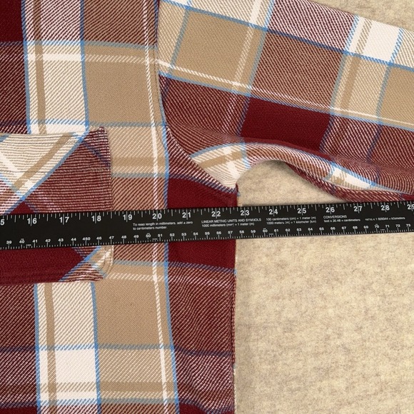 Big Mac Flannel Shirt Mens Large Red Beige Plaid JCPenny 80s VTG Made USA - Picture 9 of 13